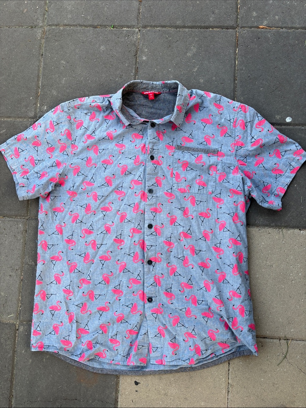 UNIONBAY Men’s 100% Cotton Short-Sleeve Button-Up Flamingo Shirt XXL